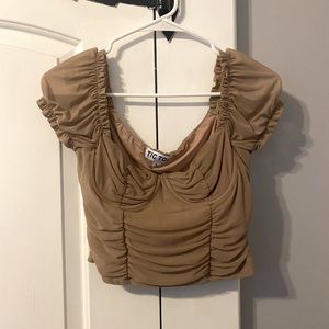 Nude Bustier Mesh Crop Top